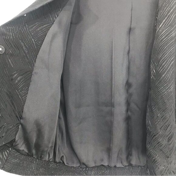 H&M Black Silky Textured Linear Print Bomber Jacket - Picture 8 of 16